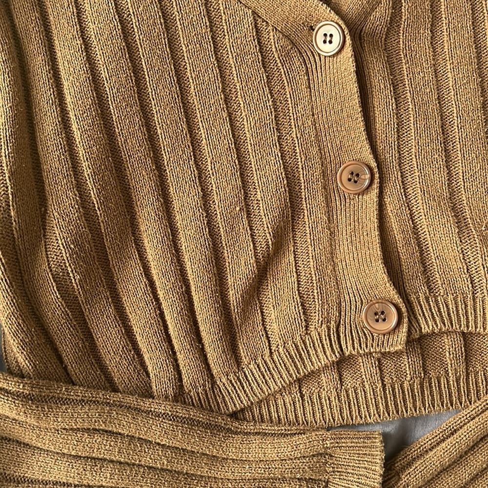 Cropped Ribbed Cardigan Sweater Small - Picture 3 of 6